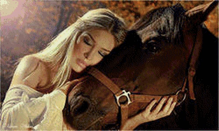 Девушка и лошадь - лошади, девушка, фэнтези - предпросмотр