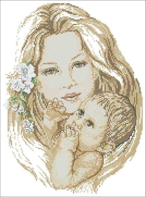 мать и дитя - дети, женщины, картина, красота женщины - оригинал