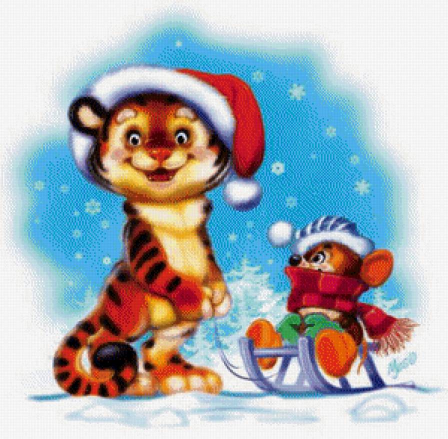 новый год - мышка, тигр, рождество - предпросмотр