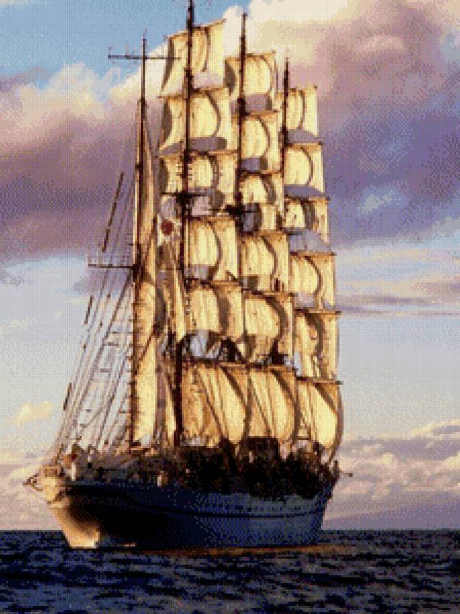 Паруса - парусник, фрегат, море, корабль, природа - предпросмотр