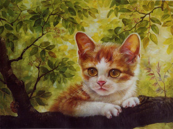 котенок - живопись, коты, котята, животные, кошки - оригинал