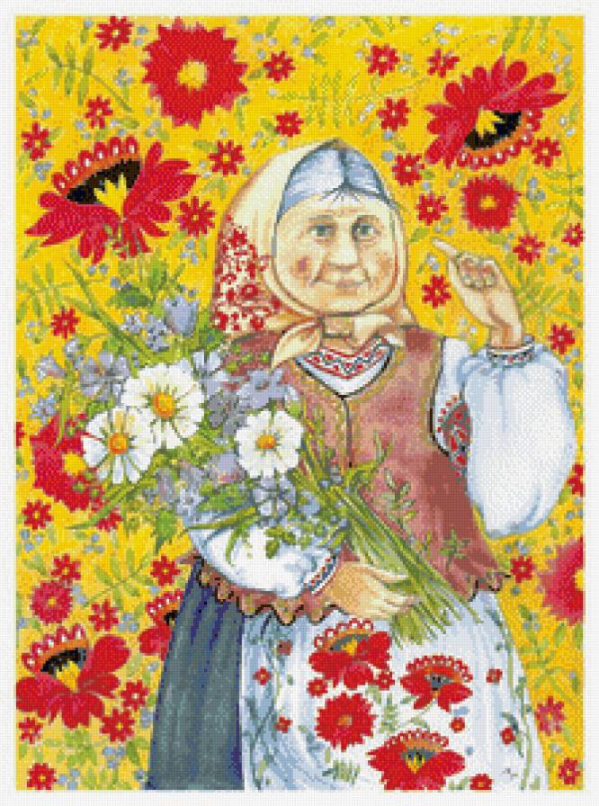 №454262 - бабушка, живопись, цветы, petrenko vitalijj, люди - предпросмотр