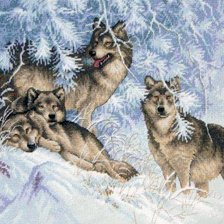 Оригинал схемы вышивки «зимние волки» (№455513)