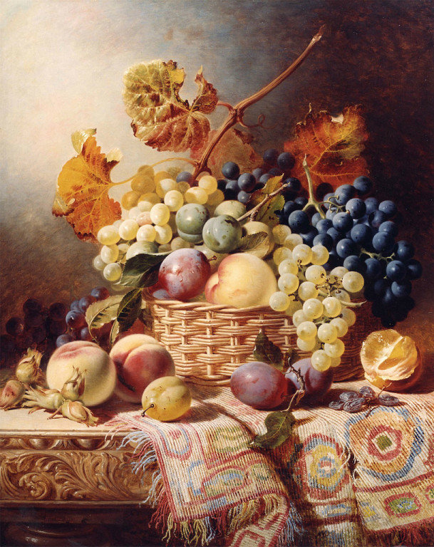 натюрморт - персики, фрукты, ягоды, виноград - оригинал