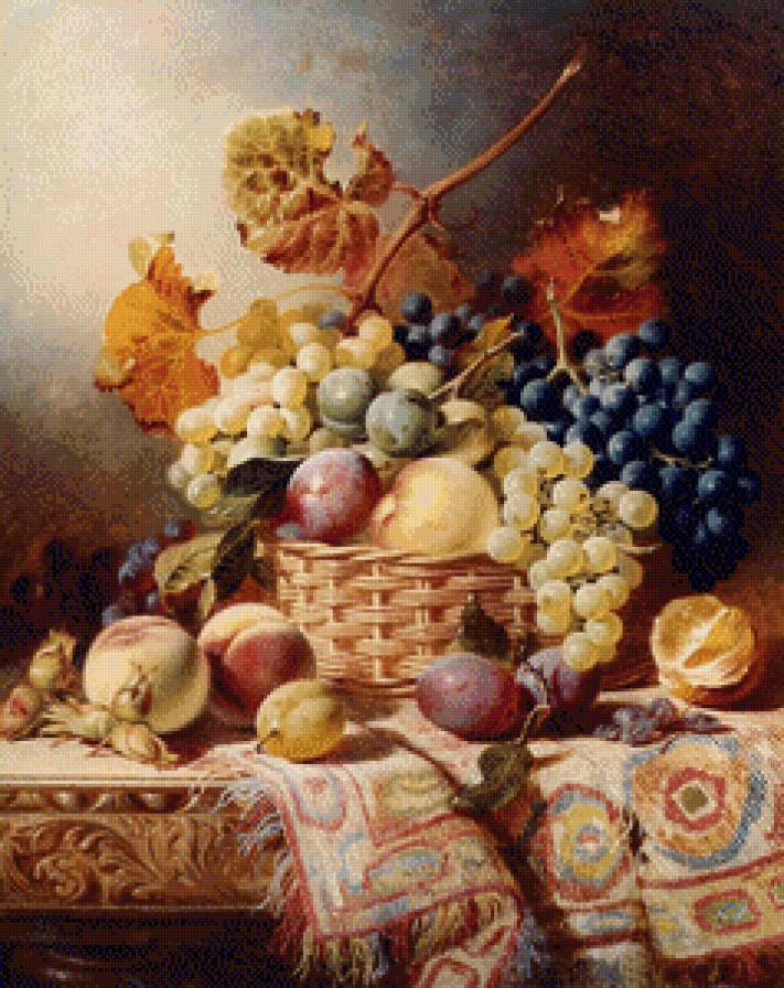натюрморт - виноград, персики, фрукты, ягоды - предпросмотр