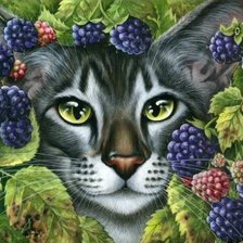 Оригинал схемы вышивки «кошки и ягоды» (№456488)
