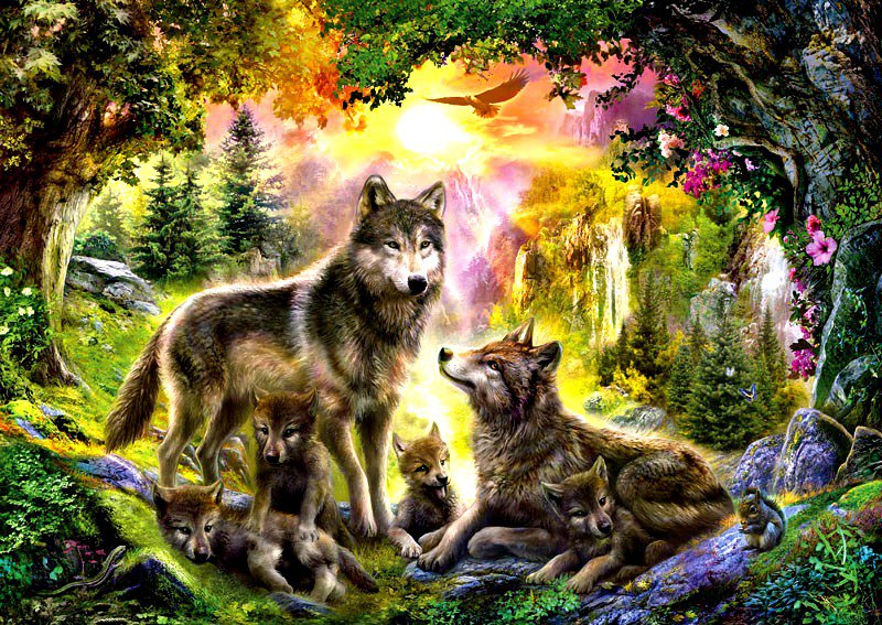 Семья волков - животные, сказка, волки, хаед - оригинал