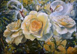 розы-лебеди - розы, лебеди, иллюзия, цветы, птицы - оригинал