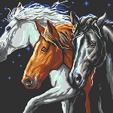 Схема вышивки «три лошади стихия»