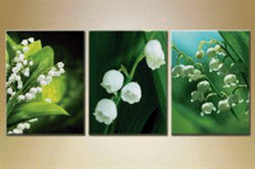 Триптих"Ландыши" - цветы, триптих - предпросмотр