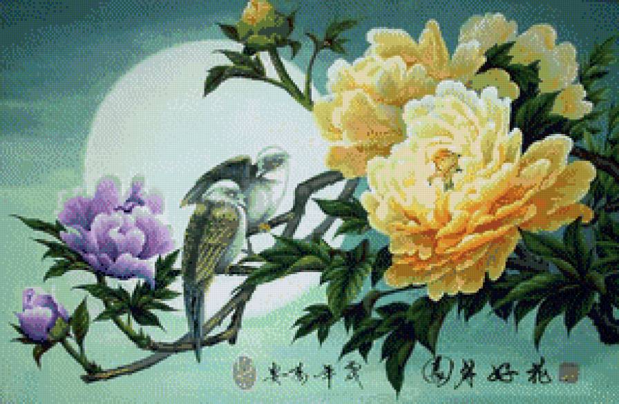 Китайская живопись - азия, восток, птицы, цветы - предпросмотр