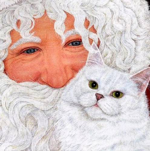 дед мороз с котом - кошки, новый год, животные, дед мороз - оригинал