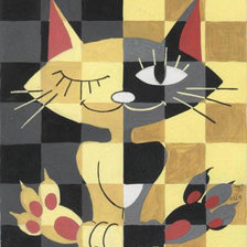 Оригинал схемы вышивки «шахматный кот» (№458663)
