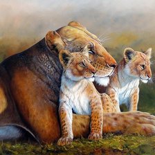 Схема вышивки «семейство львов»