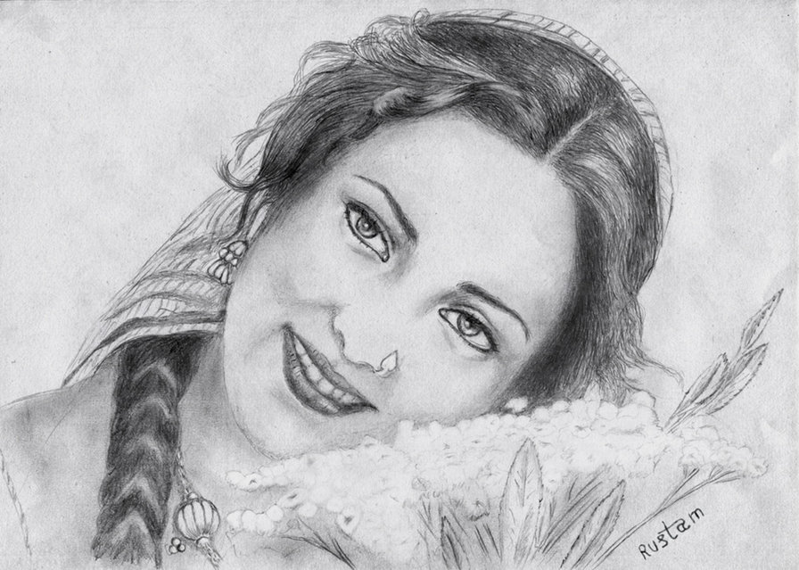 Рисунок4 - девушка, актриса, карандаш, портрет - оригинал