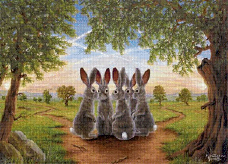 Зайчата - зайцы, природа - предпросмотр
