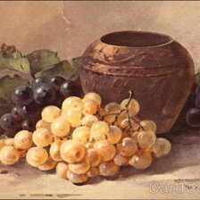 Still Life of Grapes and Pottery Vase