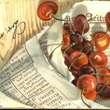 Схема вышивки «Cherries wrapped in newspaper»