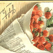Bouquet of strawberries wrapped in newspaper