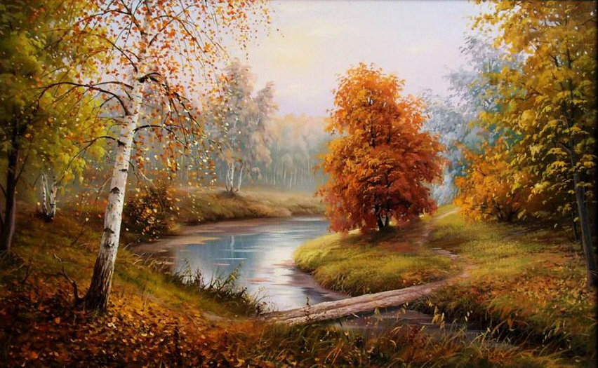 Осенний пейзаж - пейзаж, озеро, осень, лес - оригинал