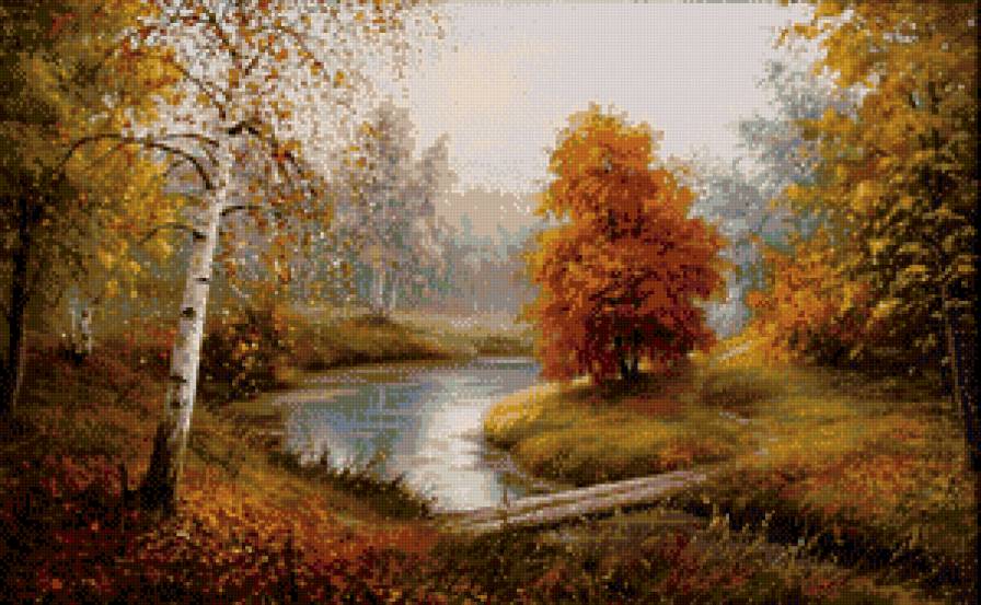 Осенний пейзаж - пейзаж, озеро, лес, осень - предпросмотр