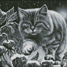 Схема вышивки «снежный котик»
