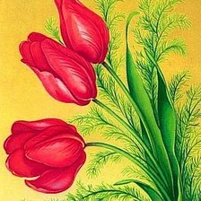 Оригинал схемы вышивки «Красные тюльпаны» (№461570)