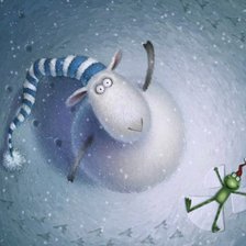 Схема вышивки «Овечка и лягушонок в снегу»