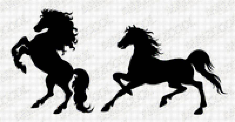 Лошадь моносхема - год лошади, черно-белая, лошадь - предпросмотр