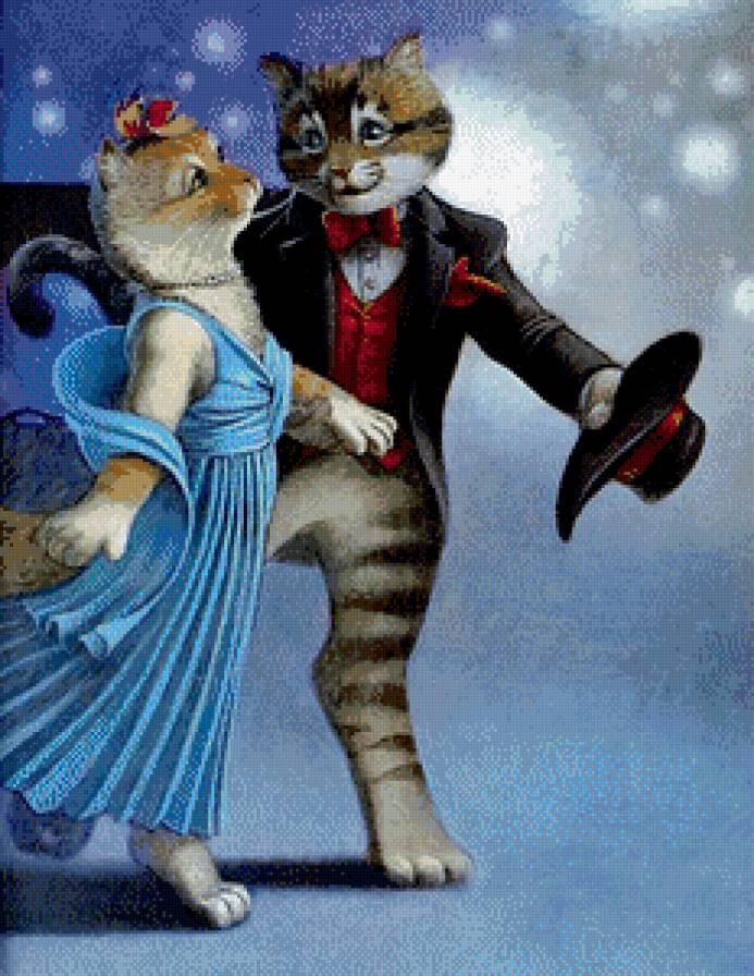 кошачья романтика - кот, кошка, сказка, любовь, пара - предпросмотр