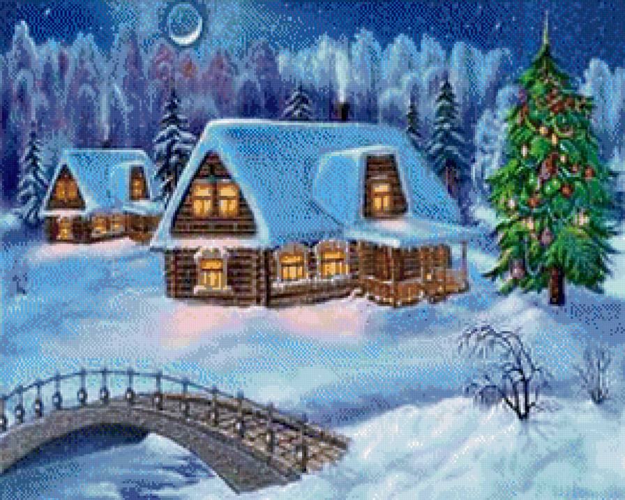 Новогодняя ночь - рождество, новый год, зима - предпросмотр