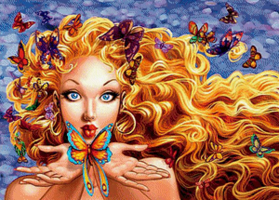 Девушка с бабочками - бабочки, девушка - предпросмотр
