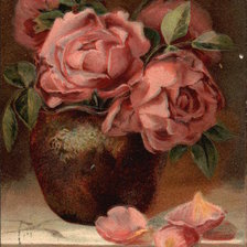 Оригинал схемы вышивки «Pink Flowers in Vase» (№463323)