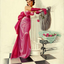 Оригинал схемы вышивки «Девушка в розовом» (№463344)