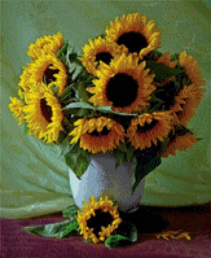 подсолнухи - ваза, цветы, натюрморт - предпросмотр