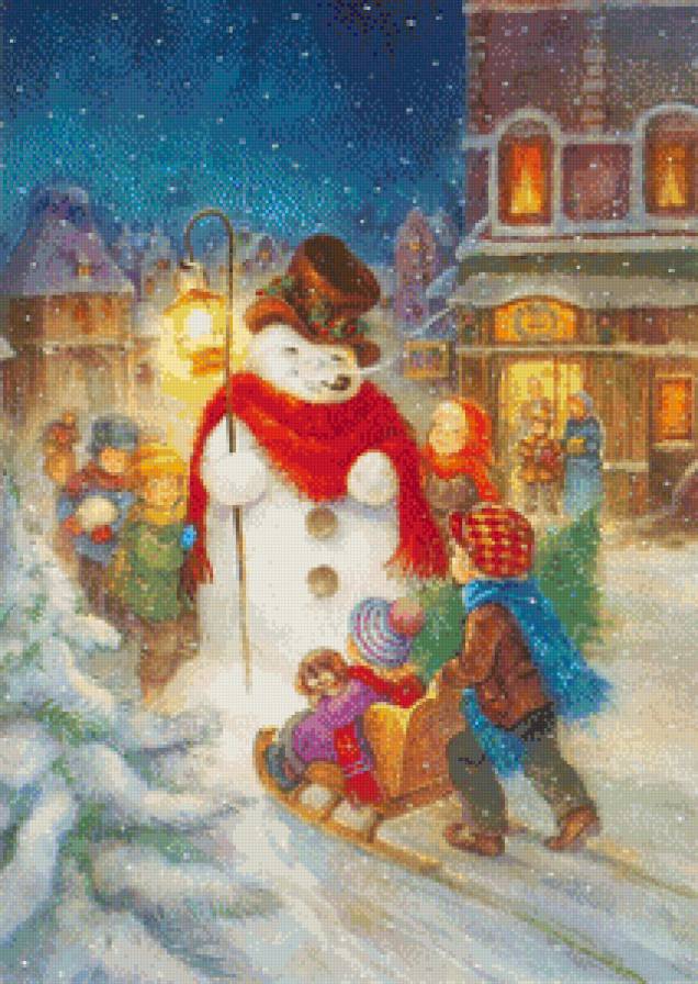 Рождество - снеговик, зима, рождество, дети, новый год - предпросмотр