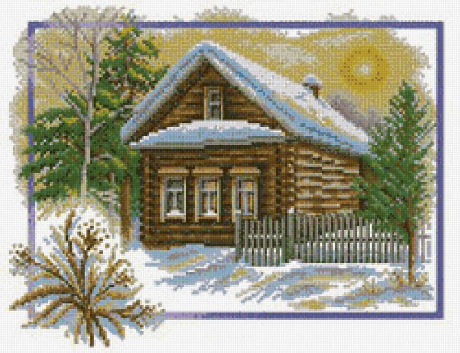 Домик в деревне,Зима - домик, пейзаж - предпросмотр