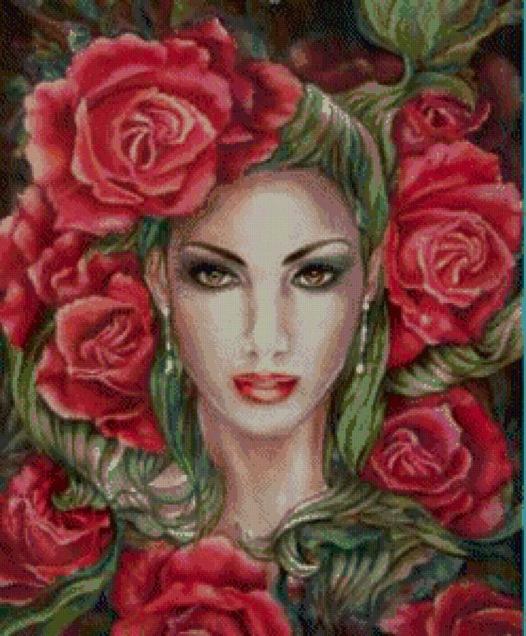 Девушка в розах - девушка, красавица, цветы, дама - предпросмотр