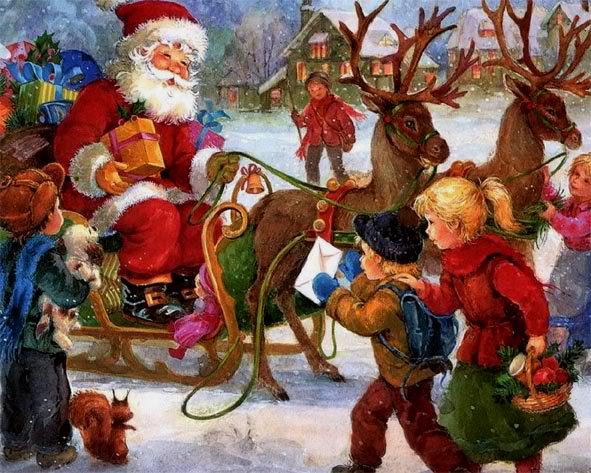 Санта - рождество, олени, зима, новый год - оригинал
