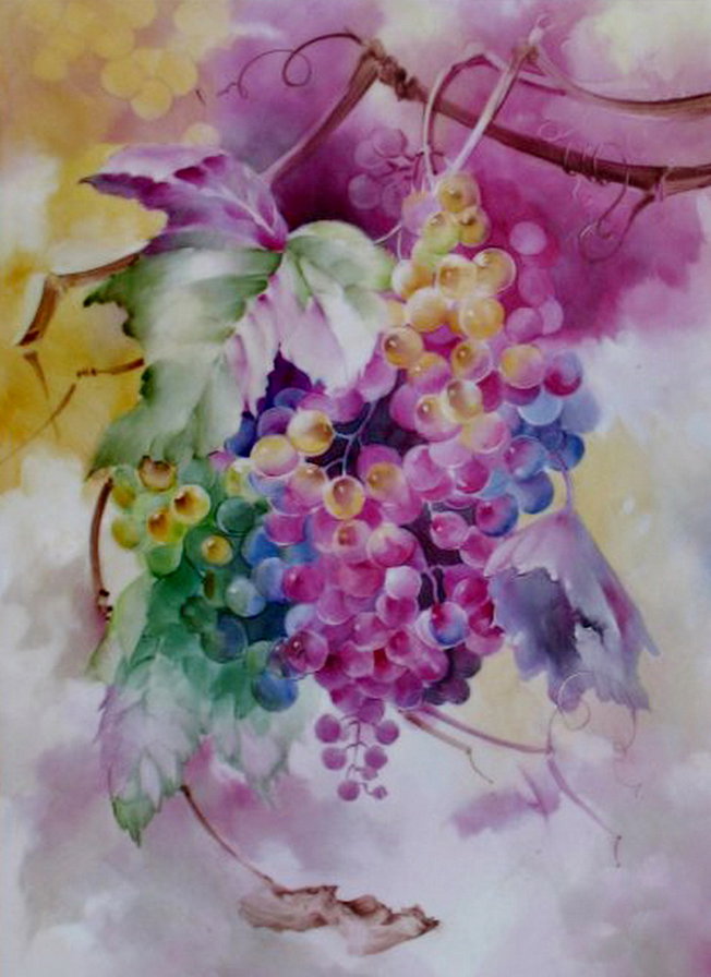 гроздь винограда - фрукты, живопись - оригинал