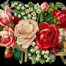 Оригинал схемы вышивки «ландыши и розы» (№465313)