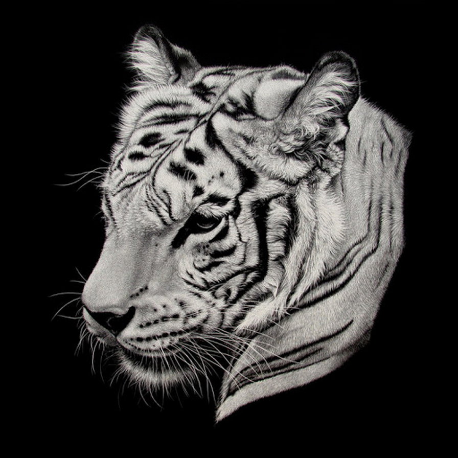 триптих тигр часть 2 - живопись, хищник - оригинал
