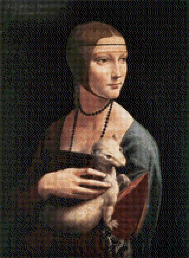 Дама с горностаем - женщина, животные, живопись, картина - предпросмотр