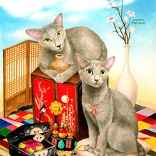 Схема вышивки «Серия"Кошки корейской художницы"Marie Cat"»