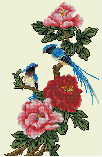 птицы в цветах - птицы, цветы - оригинал