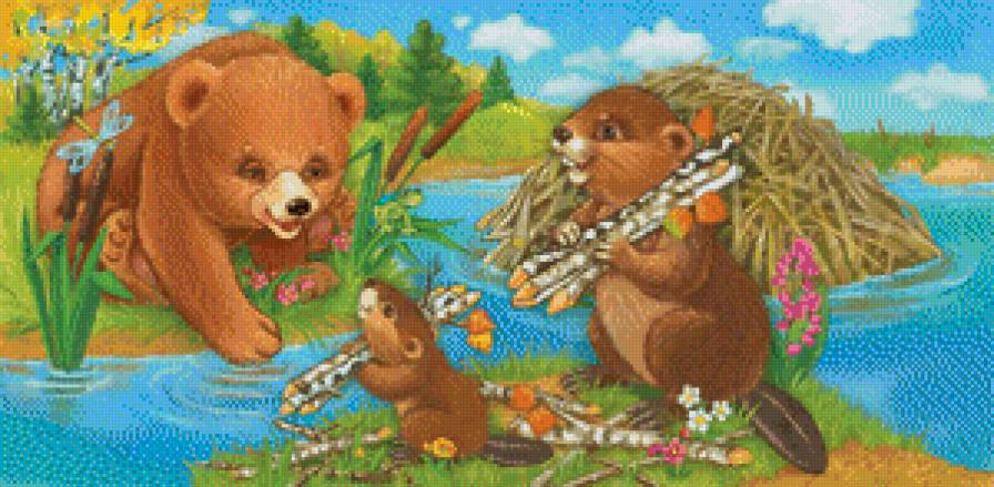 Сказка - река, медведи, животные - предпросмотр