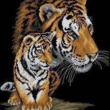 Оригинал схемы вышивки «тигрица с тигрёнком» (№467034)