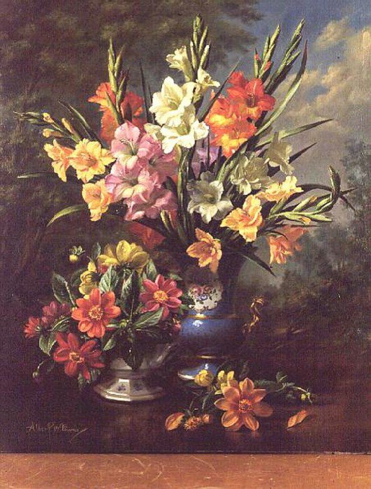 №467682 - натюрморт, цветы, букет, albert williams, живопись - оригинал