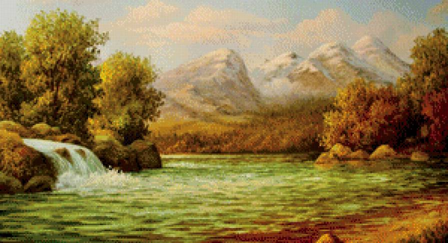 Горная река - пейзаж, горы, река - предпросмотр