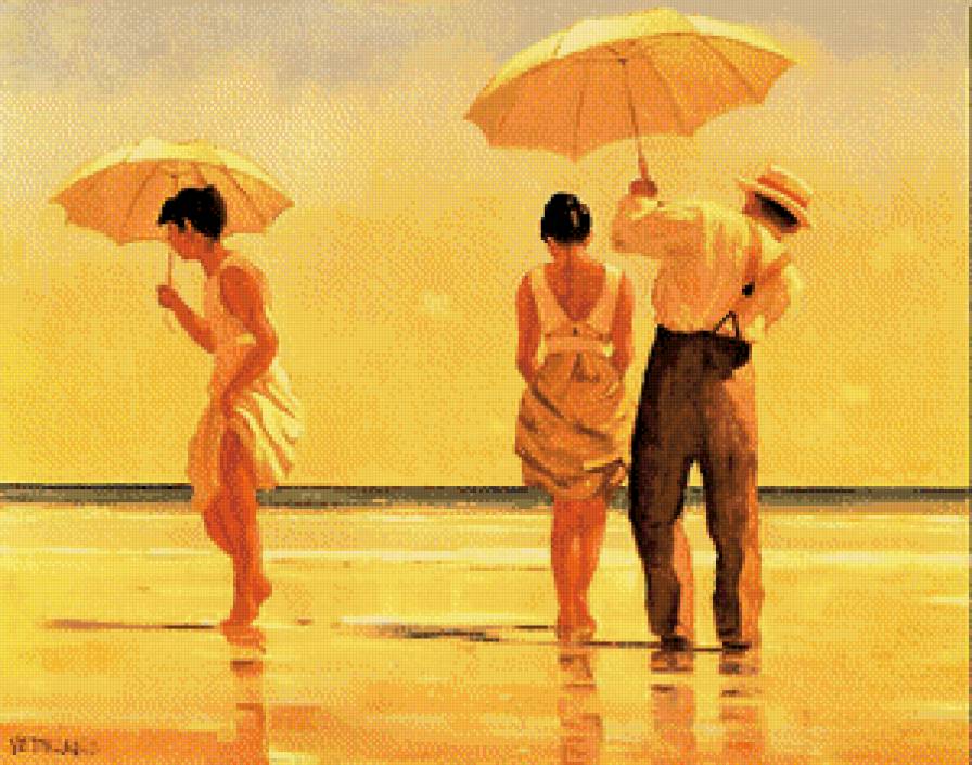 Веттриано "Жаркий полдень" - картина, солнце, пляж - предпросмотр